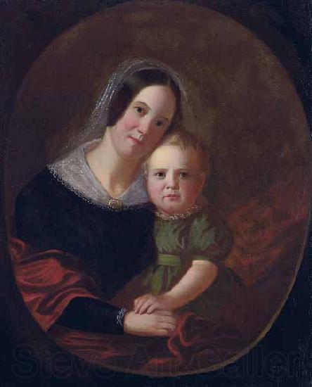 George Caleb Bingham Mrs George Caleb Bingham (Sarah Elizabeth Hutchison) and son, Newton Spain oil painting art